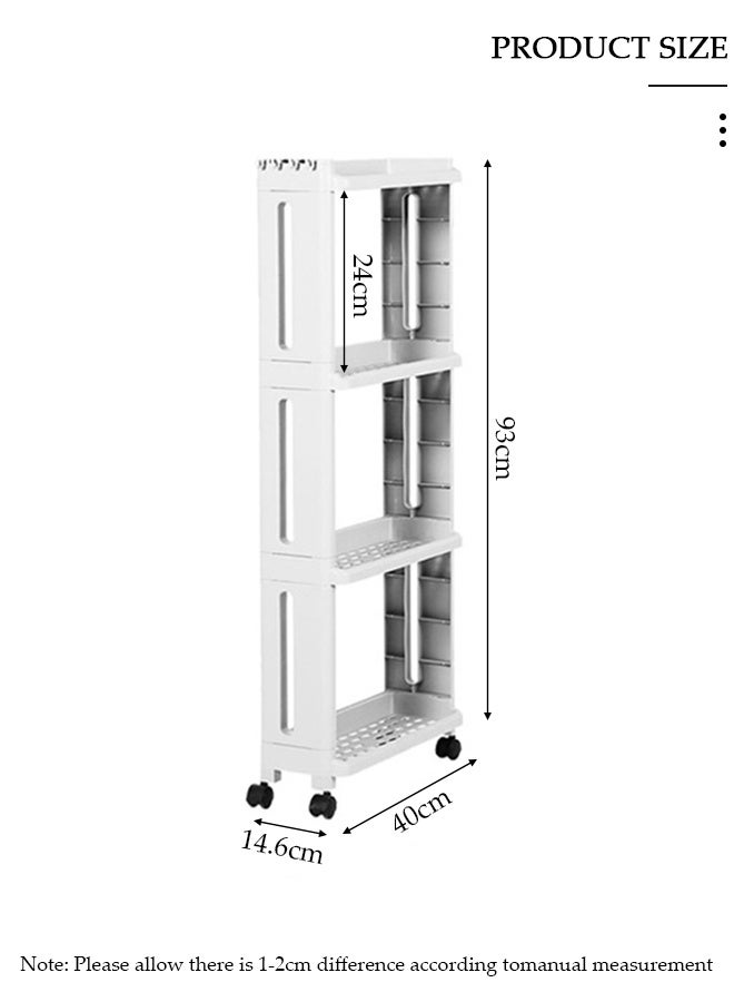 DUNISO عربة تخزين رفيعة قابلة للدحرجة، 4 طبقات منظم تخزين الحمام عربة خدمات غرفة الغسيل، وحدة رفوف متنقلة متعددة الأغراض مع خطافات، للمطبخ والمكتب والحمام وغسيل الملابس في الأماكن الضيقة - Image 2