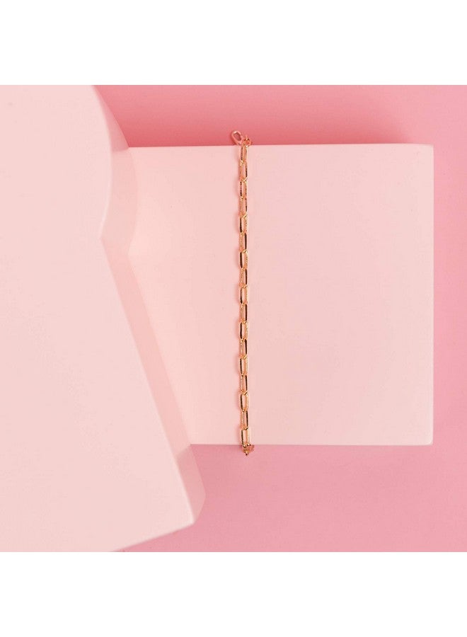 PAVOI 14K Gold Plated Paperclip/Curb/Figaro Chain Adjustable Bracelet for Women (Paperclip, Yellow Gold Plated) - Image 3