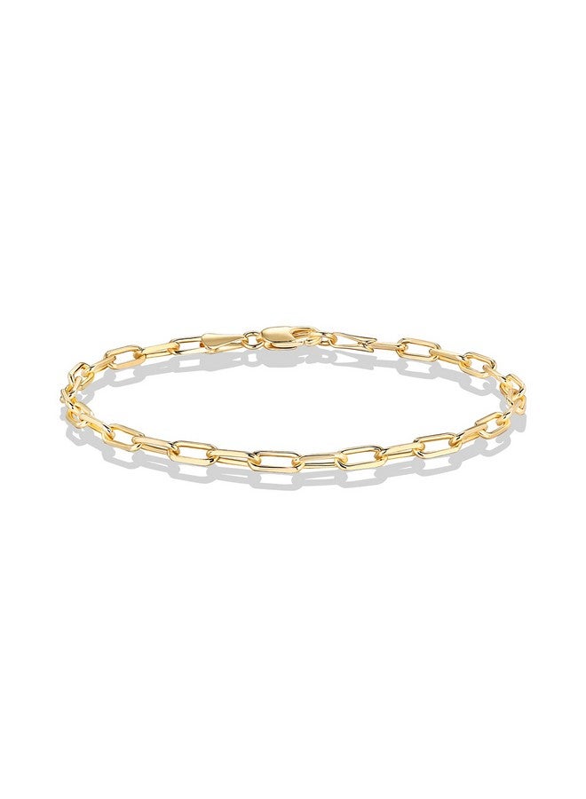 PAVOI 14K Gold Plated Paperclip/Curb/Figaro Chain Adjustable Bracelet for Women (Paperclip, Yellow Gold Plated) - Image 2