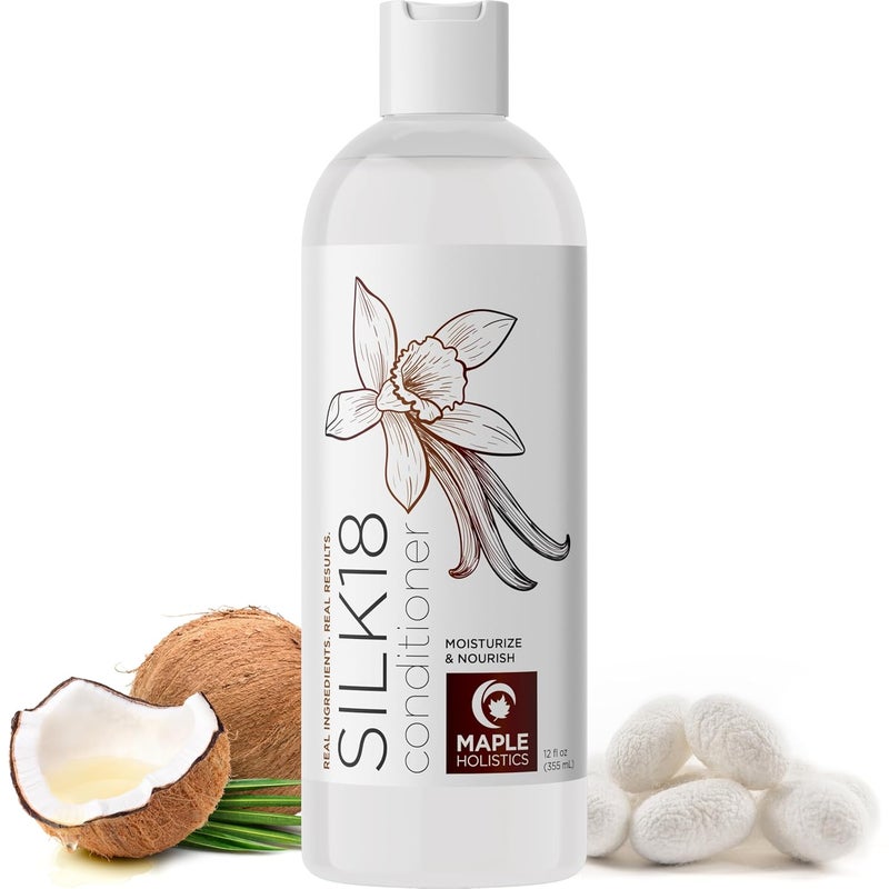 Silk Protein Conditioner for Damaged Hair  Ultra Moisturizing Conditioner for Dry Hair with Deeply Nourishing Shea Butter Argan Oil Green Tea  Aloe  Helps Define Curls  Control Frizz 12 Fl Oz