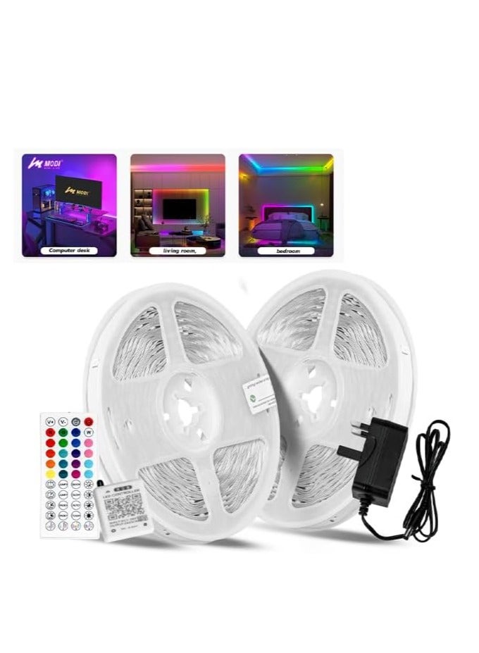 MODI RGB Multi Color LED Strip Light, Type-G Connectivity, Remote Control, 20+ Steady Color, Music Sync Modes, Timing Mode, Brightness Dimming, For Gaming PC Setup, TV Setup (30M) - Image 1