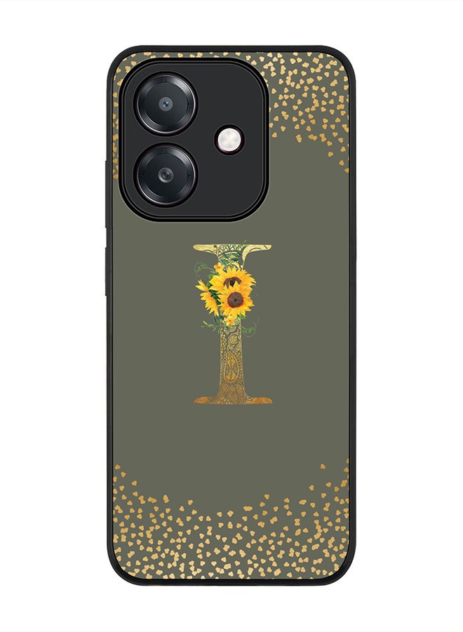 Stylizedd For Oppo A5i Case,Slim fit Camera Protection, Shockproof Thin Phone cover  - Custom Floral Monogram - I  (Olive Green )