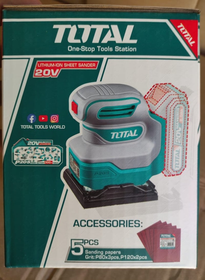 TOTAL Cordless sheet sander 20V without battery and charger - Image 2