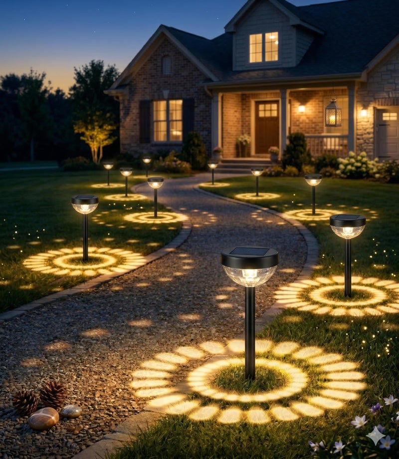 Ensenior 6Pack Solar Lights Outdoor Auto ONOff 3000K LED Solar Garden Lights for Pathway Yard Patio Walkway Flower Bed Halloween Christmas Landscape Lighting IP65 Waterproof Flag Lights - Image 2