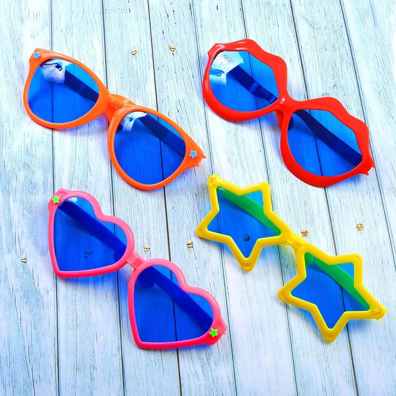 KAHEIGN Pack of 6 Party Glasses Plastic Large Fun Sunglasses Colourful Party Glasses for Beach Costume Accessories Photo Props Costume Party Accessories - Image 2