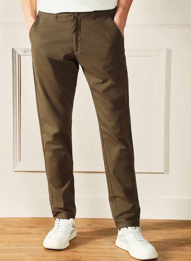 Dennis Lingo Forest Green Chinos for Men - Slim Fit, Trendy, 100% Cotton - Image 1