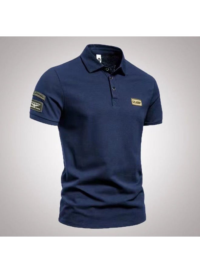 US Summer Men's Polo Shirt T-Shirt Short Sleeve French Style Casual Breathable Fashionable Loose Fit  Clothing - Image 1