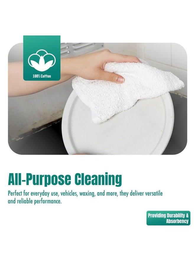 ZUPERIA Terry Towels (14" X 17" Inches, Pack of 24) 100% Cotton Terry Barmop Towels - Absorbent & Durable Bar Rags, Multipurpose Cleaning Rags for Home, Automotive & Garage Cleaning Supplies (White) - Image 3