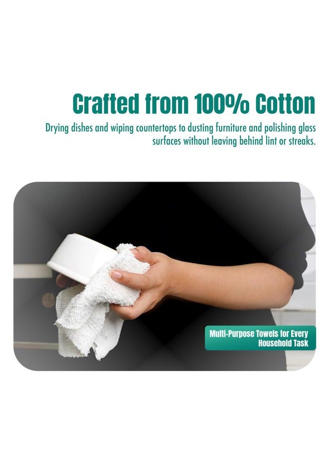 ZUPERIA Terry Towels (14" X 17" Inches, Pack of 24) 100% Cotton Terry Barmop Towels - Absorbent & Durable Bar Rags, Multipurpose Cleaning Rags for Home, Automotive & Garage Cleaning Supplies (White) - Image 2