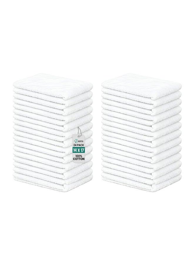 ZUPERIA Terry Towels (14" X 17" Inches, Pack of 24) 100% Cotton Terry Barmop Towels - Absorbent & Durable Bar Rags, Multipurpose Cleaning Rags for Home, Automotive & Garage Cleaning Supplies (White) - Image 1