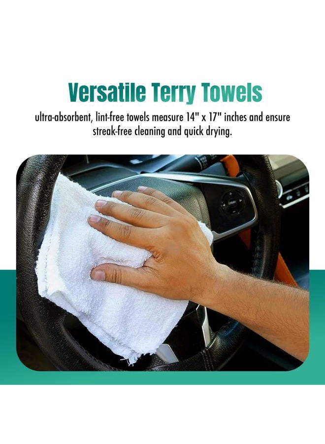 ZUPERIA Terry Towels (14" X 17" Inches, Pack of 24) 100% Cotton Terry Barmop Towels - Absorbent & Durable Bar Rags, Multipurpose Cleaning Rags for Home, Automotive & Garage Cleaning Supplies (White) - Image 4