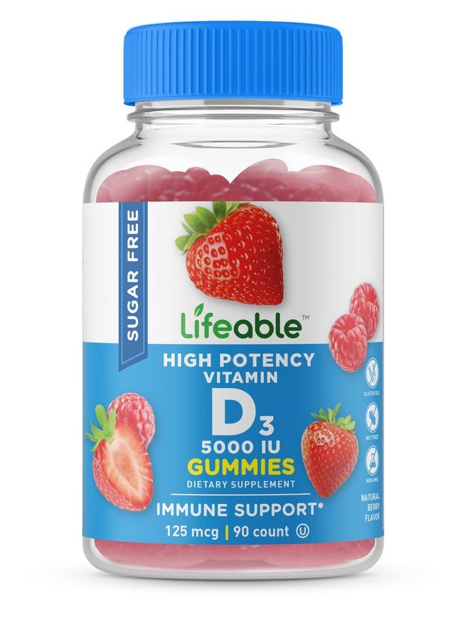 Lifeable Sugar Free Vitamin D 5000 Iu Great Tasting Natural Flavor Gummy Supplement Gluten Free Vegetarian Gmo Free Chewable For Immune Support And Bone Health For Adults 90 Gummies - Image 2