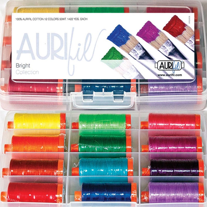 Aurifil Aurifil Thread Set Bright Collection 50wt Cotton 12 Large 1422 Yard Spools 