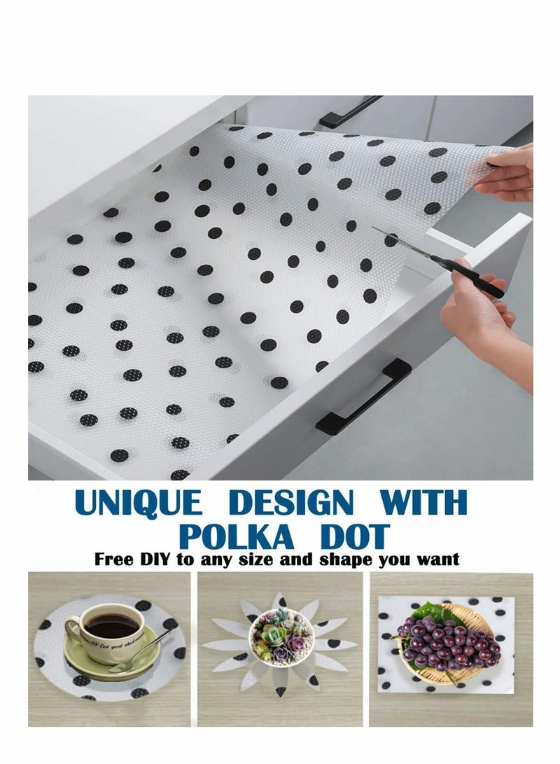 KASTWAVE Shelf Liner Drawer for Kitchen, Non-Adhesive Waterproof Transparent EVA Refrigerator Cabinet Pantry Shelves , Non-Slip Can be Cut Placemats ( Polka Dot / 17.7" x 47.2" )  - Image 1