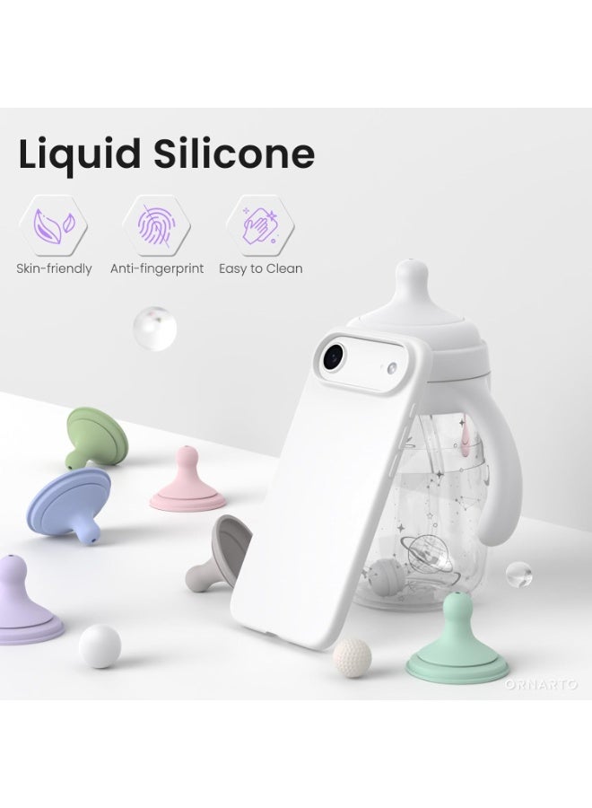 جراب سيليكون متوافق مع iPhone 17 Air، جراب هاتف سيليكون سائل رفيع مع مصد مطاطي ناعم مقاوم للصدمات مكون من 3 طبقات مع بطانة من مادة TPU (أبيض) - Image 2