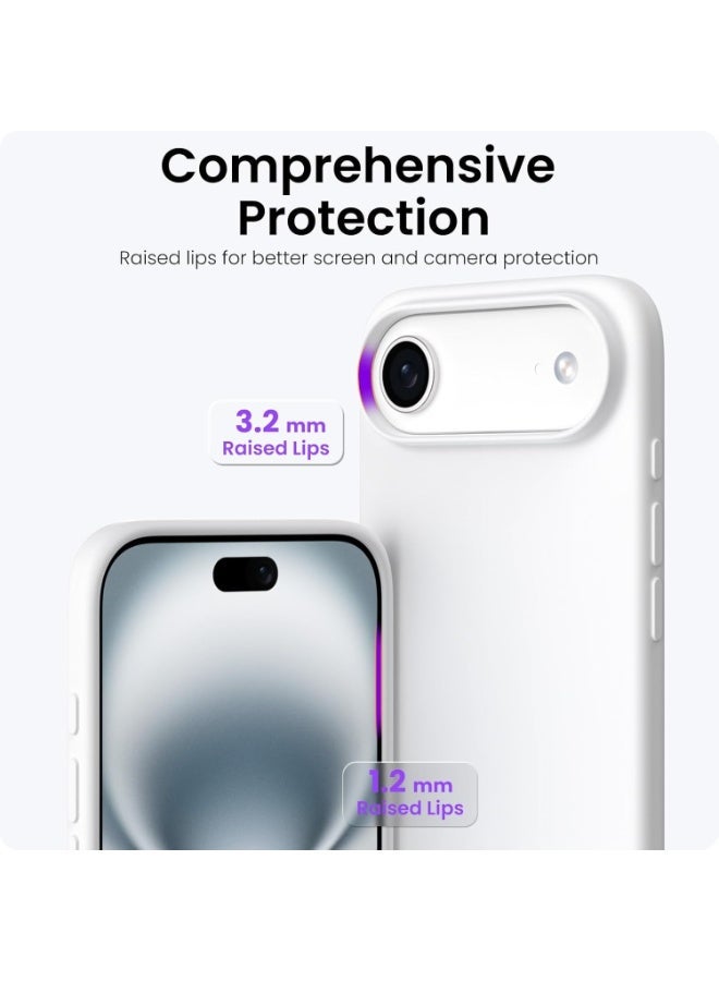 أكاليكس جراب سيليكون متوافق مع iPhone 17 Air، جراب هاتف سيليكون سائل رفيع مع مصد مطاطي ناعم مقاوم للصدمات مكون من 3 طبقات مع بطانة من مادة TPU (أبيض) - Image 5