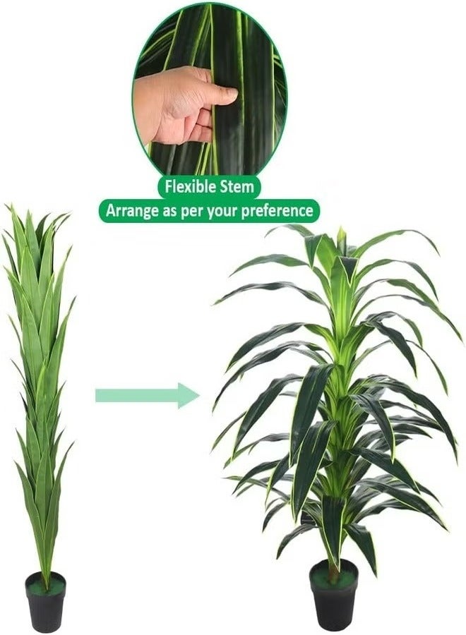 Generic 1.3m Fake Brazil Dracaena Plant, Lush Green Leaves Artificial Plants with Pots, Eco-Friendly & Maintenance Free Indoor Plants, Realistic Decorative Fake Plants for Home Office  - Image 1