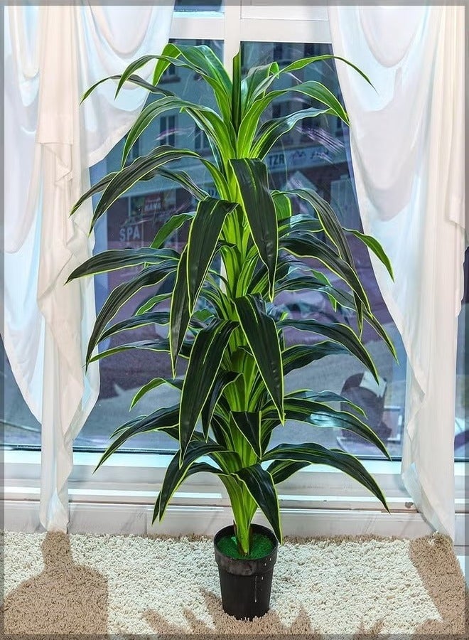Generic 1.3m Fake Brazil Dracaena Plant, Lush Green Leaves Artificial Plants with Pots, Eco-Friendly & Maintenance Free Indoor Plants, Realistic Decorative Fake Plants for Home Office  - Image 3