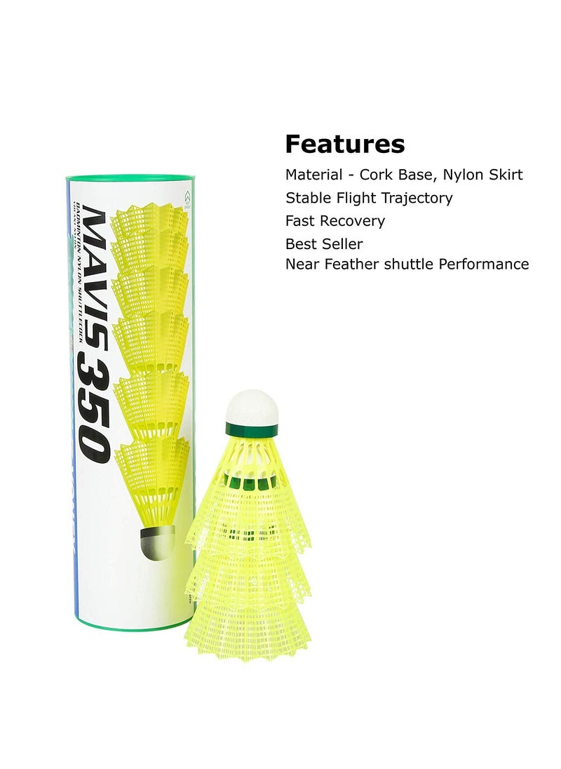 Yonex Mavis 200i Nylon Badminton Shuttlecocks (Yellow, Medium Speed) | Flight Stability | Synthetic Cork  - Image 3