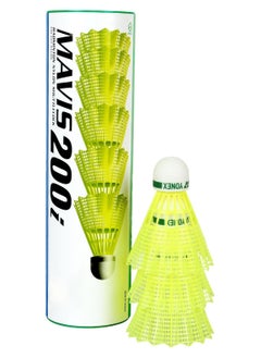 Yonex Mavis 200i Nylon Badminton Shuttlecocks (Yellow, Medium Speed) | Flight Stability | Synthetic Cork  - Image 1