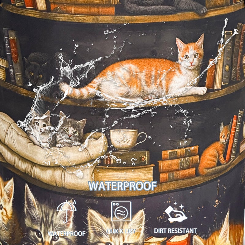NUTAINLA Cat On The Bookshelf Laundry Basket Cute Pet Foldable Waterproof Oxford Cloth Funny Tote Bag Laundry Hamper Clothes Storage Bucket Toy Organizer For Bathroom/Laundry Storage/Bedroom 18.9x16.5 Inch - Image 4