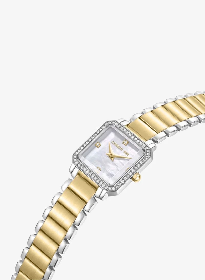 شيروتي 1881 Perugia Silver Gold Plated Stainless Steel Bracelet Analog Watch for Women, 22mm
