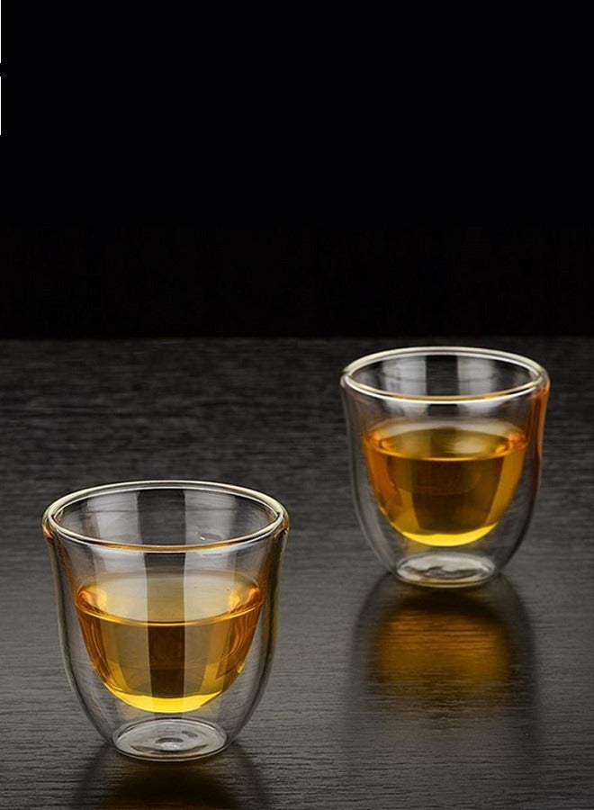 بيوينتي فنجان قهوة زجاجي فنجان شاي 4 عبوات لقهوة الاسبريسو 80 مل - Image 2