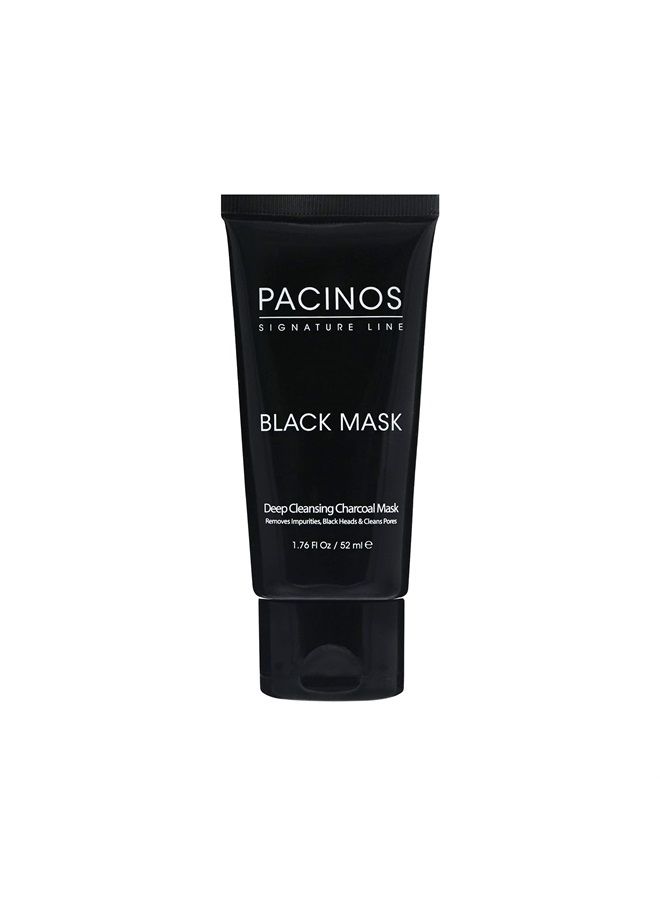 Pacinos Black Mask - Deep Cleansing Activated Charcoal Mask, Removes Impurities, Blackheads & Cleans Pores, 1.76 fl. oz. - Image 1