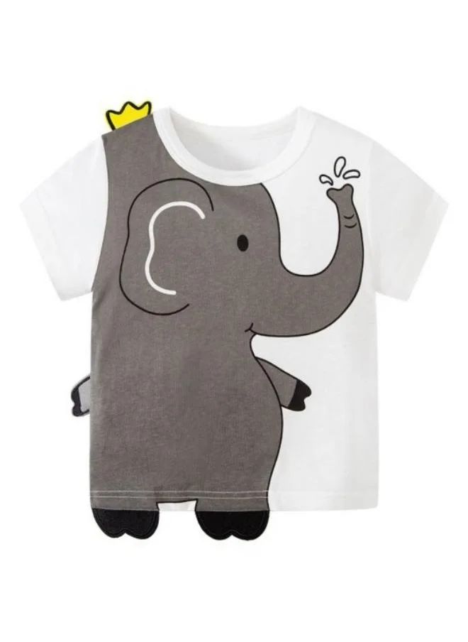 YUNIQEE Grey Printed Short Sleeve Crew Neck T-Shirt