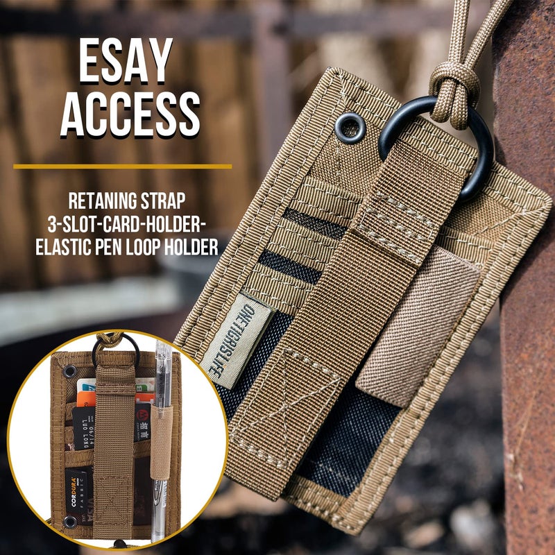 OneTigris Tactical ID Card Holder Hook & Loop Patch Badge Holder Neck Lanyard Key Ring and Credit Card Organizer (Coyote Brown) - Image 4