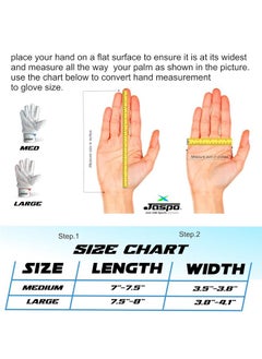Jaspo League Cricket Batting Gloves-For Beginner Players:Leather Palm|Nylon Stitch|Air Vents|Elastic Towel Wrap For Adult/Seniors Color (White Blue)-Recommended For Soft Ball Only, Large  - Image 2