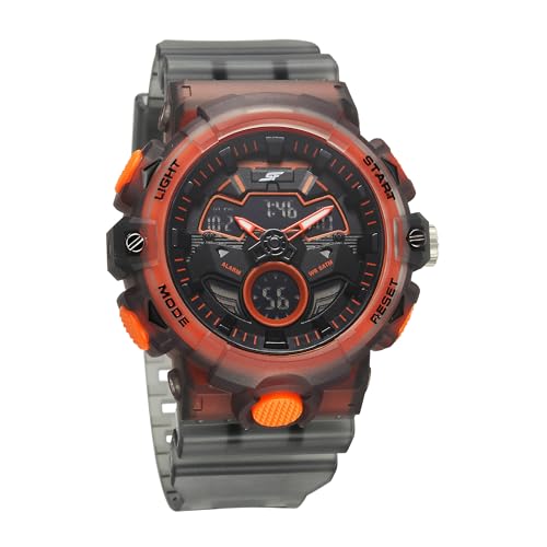 Sonata SF Analog Digital Orange Dial PU Strap Watch for Men - Image 1