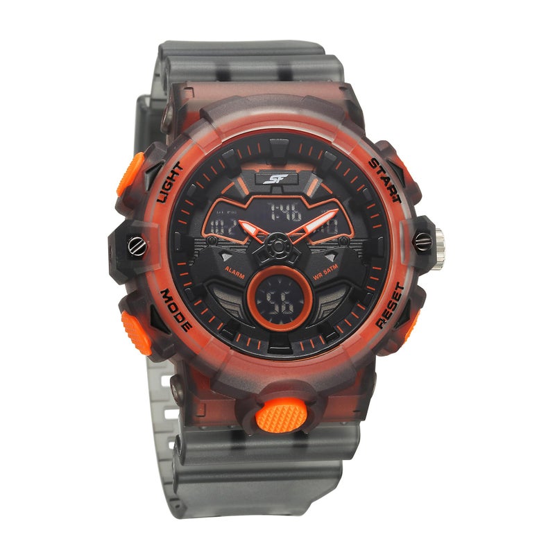 Sonata SF Analog Digital Orange Dial PU Strap Watch for Men - Image 4