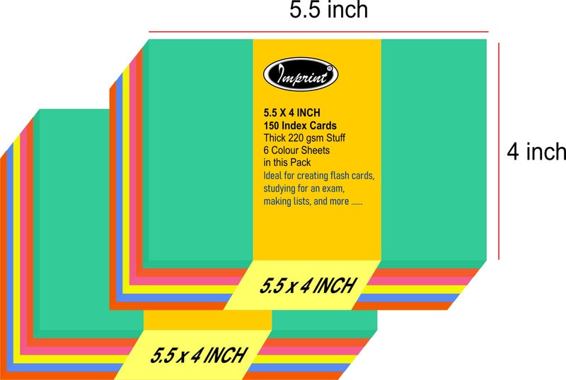 IMPRINT Index Cards Flash Cards Bright Colors 5.5 x 4 Inches Pack of 150 Cards Colors of Sheets May Vary - Image 2