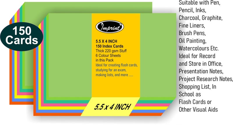 IMPRINT Index Cards Flash Cards Bright Colors 5.5 x 4 Inches Pack of 150 Cards Colors of Sheets May Vary - Image 3