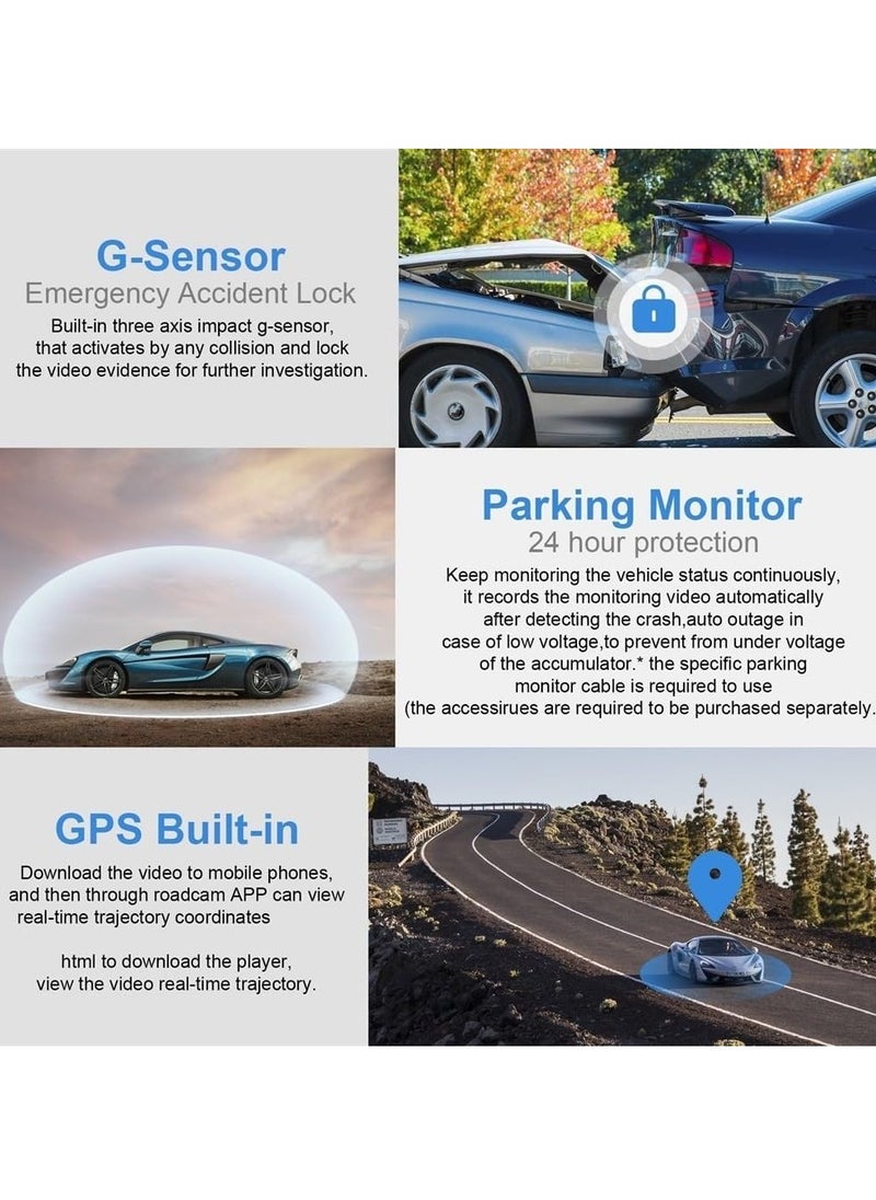 Mi VAZA - Dash Camera For Car, Dual Lens Car Camera with 2K Plus 1080P Resolution and Ample Storage, Mini Dashboard Camera Drive Recorder With DVR Night Vision And Built In WIFI GPS, (1pc, Black) - Image 1