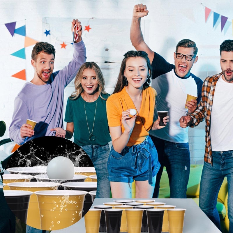 KesaPlan 50PCS 16 oz Plastic Cups Graduation Cups Black and Gold Cups Disposable Party Cups Bulk for Party Graduation Wedding Birthday Family Gatherings and Festive Celebrations - Image 5