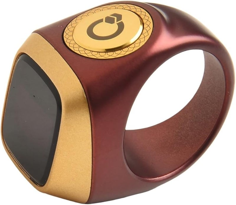 خاتم ذكي بشاشة مقاومة للماء عداد تسابيح رقمي منبه باهتزاز لتذكير أوقات الصلاة 20 ملم بلون الكاري - Image 4