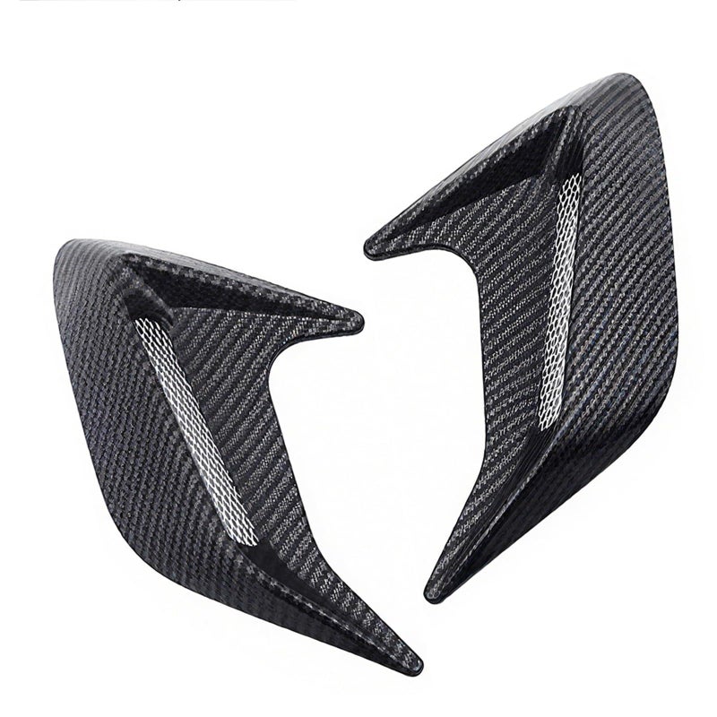 Hugwits 2 PCS 3D Car Side Vent Trim Covers ABS Shark Gill Air Intake Decoration 811 669 SelfAdhesive Car Hood Fender Decor Universal for Most Cars Carbon Fiber - Image 3