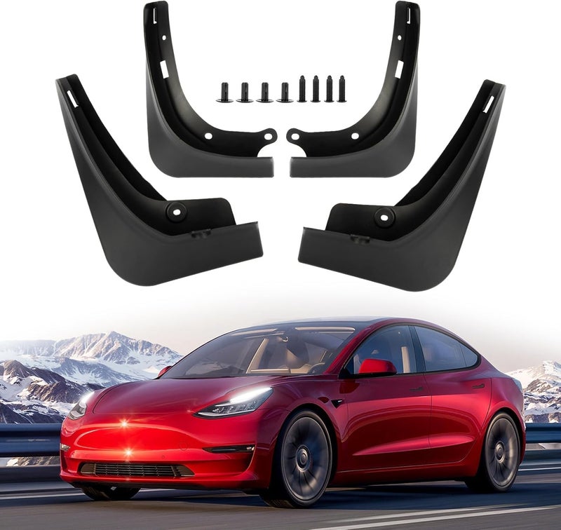psler for Tesla Model 3 2016-2023 Mud Flaps Splash Guards Fenders No Drilling Required Car for Tesla Model Model 3 Accessories- (Pack of 4) - Image 1