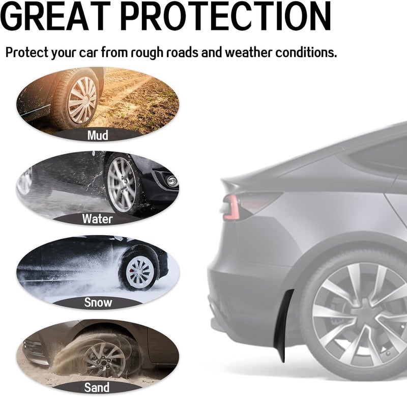 psler for Tesla Model 3 2016-2023 Mud Flaps Splash Guards Fenders No Drilling Required Car for Tesla Model Model 3 Accessories- (Pack of 4) - Image 2