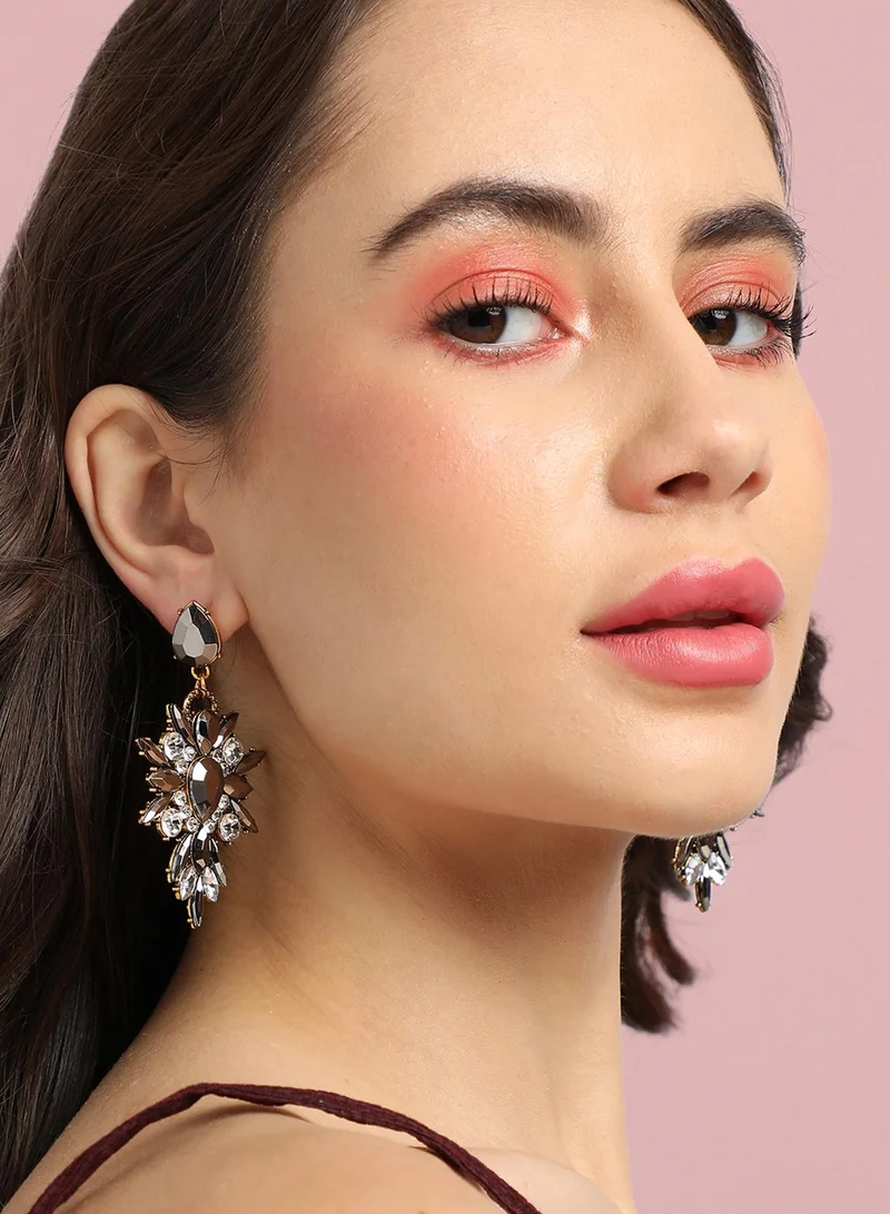 SOHI Chrome Crystal Artificial Drop Earring Jewellery