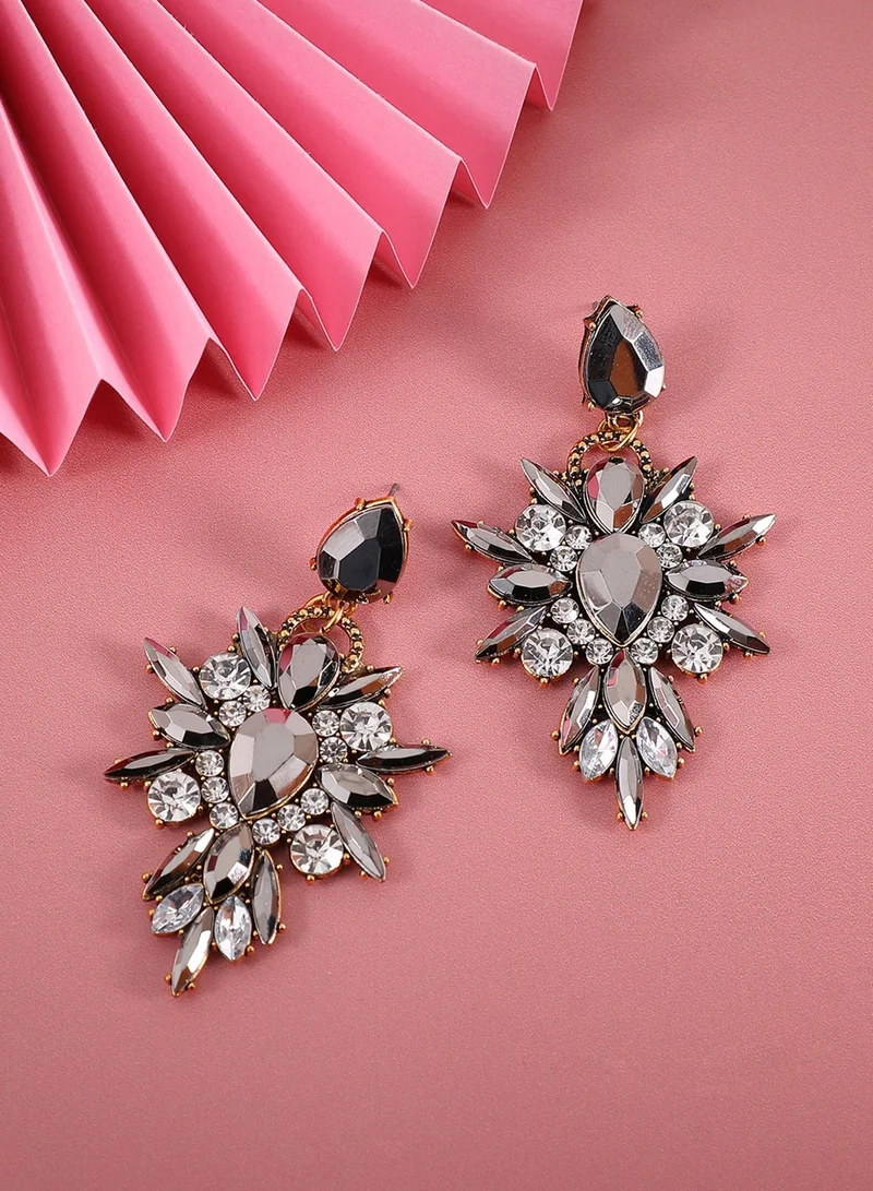 SOHI Chrome Crystal Artificial Drop Earring Jewellery