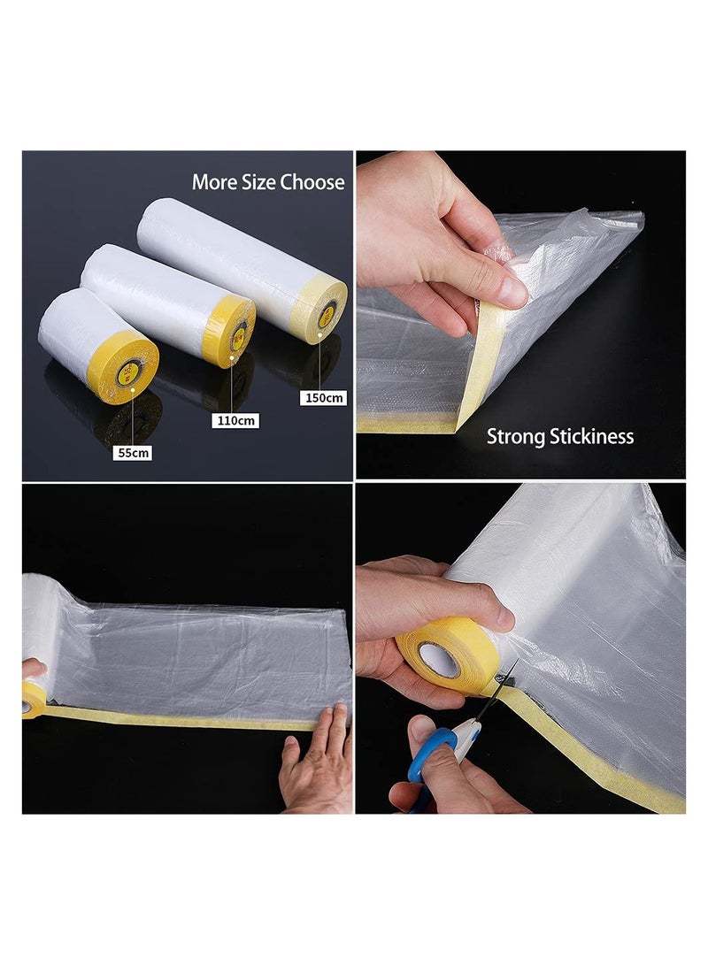 Pre-Taped Masking Film Tape and Drape for Automotive Painting Covering Assorted Masking Paper Protection Covering Cloth Tape for Painting 6 Pack 3 Sizes - Image 3
