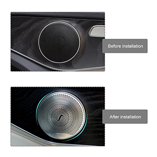 Micro Traders غطاء مكبر صوت السيارة 4 قطع متوافق مع مرسيدس بنز E/C/GLC Class W213 W205 ملحقات داخلية للسيارة من الفولاذ المقاوم للصدأ اللامع - Image 3