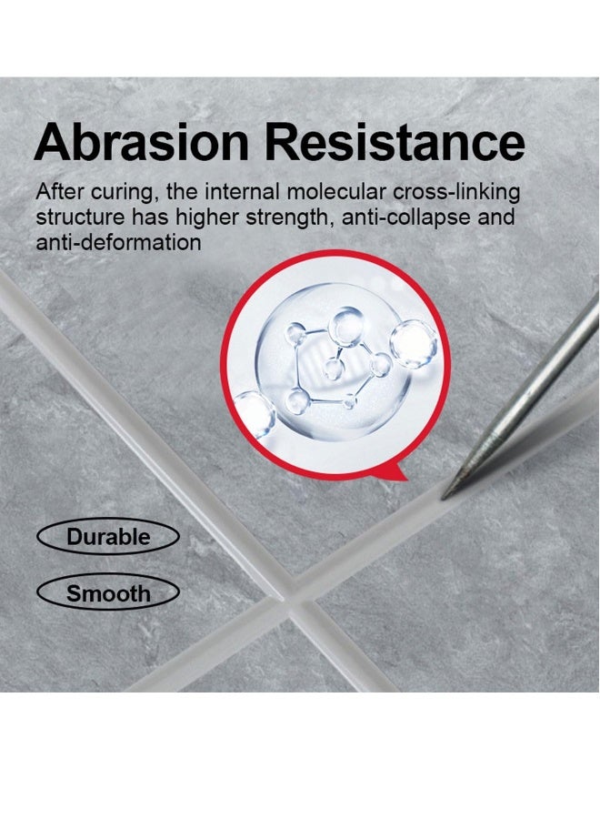 Tile Grout Paint Tile Gap Repair Filler Home Waterproof Tile Gap Refill Agent with Seam Ball and Scraper Ceramic Tile Repair Kit Filler for Shower Tile Kitchen Bathroom Floor White 2PCS  - Image 2