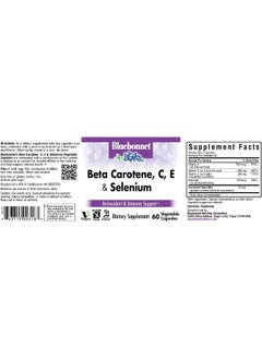 Bluebonnet Nutrition Bluebonnet Nutrition Beta Carotene C and E Plus Selenium Vegetarian Capsules, 60 Count  - Image 2