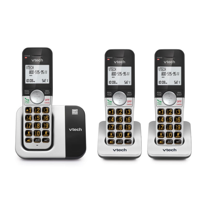 VTech Cordless Phone 3-Handset with Large Display and Big Buttons, DECT 6.0 with Caller ID/Call Waiting, Full Duplex Speakerphone, ECO Mode, Last 10 Number Redial, Easy to Use,VG231-3 - Image 1