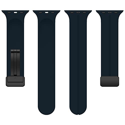 KONAFEI Compatible with Apple Watch Band 49mm 45mm 44mm 42mm 41mm 40mm 38mm iWatch Ultra Series 9/8/7/SE/6/5/4/3/2/1, Soft Silicone Magnetic Buckle Sport Replacement Straps for Women Men (Dark Blue, - Image 3