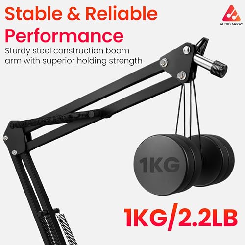Audio Array AA-05 Suspension Boom Scissor Microphone Arm Stand | Universal clamp with mic Holder & 3/8″ to 5/8″ Adapter for Shock mounts | Suitable for Stages, Studios, Broadcasting, TV Stations - Image 3
